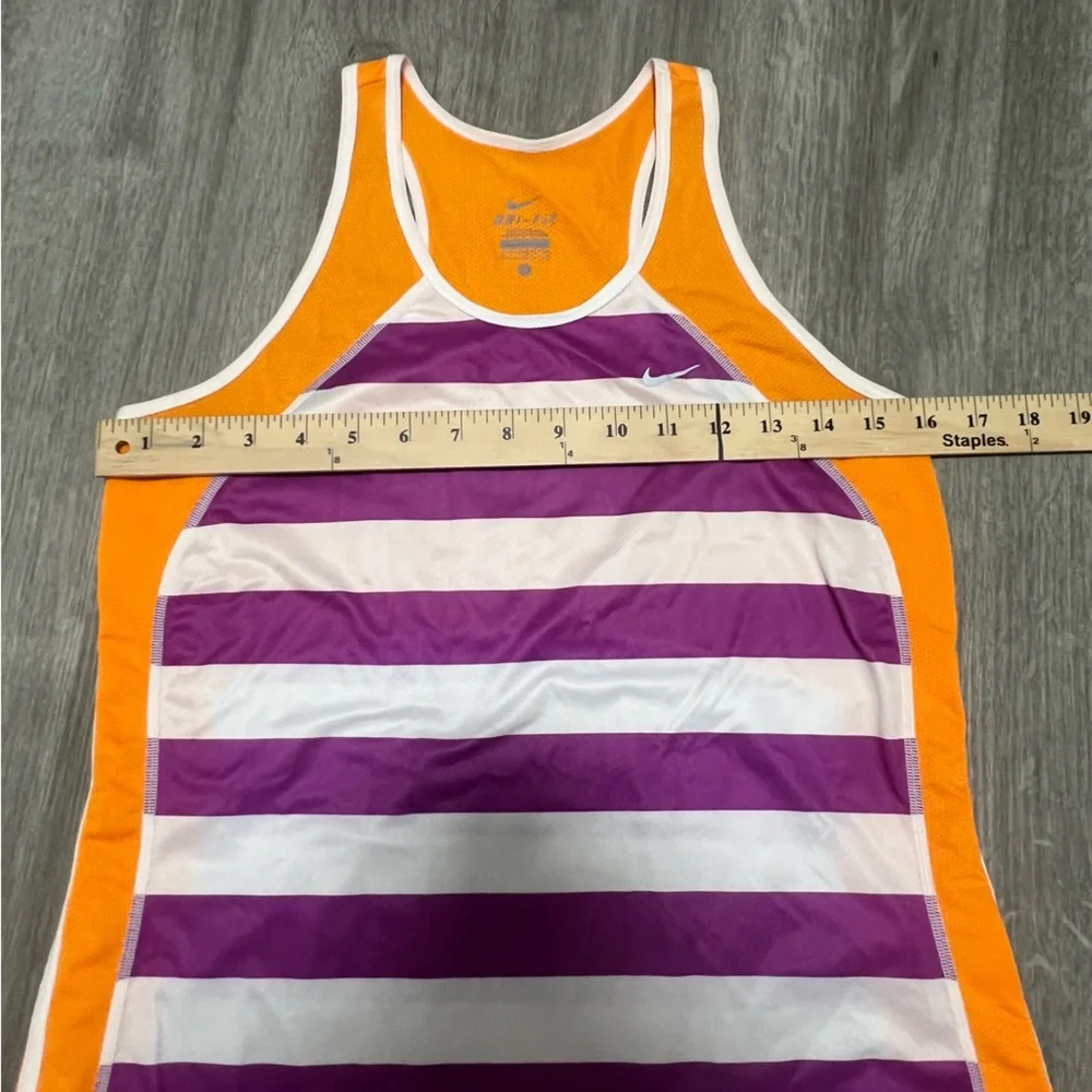 Nike Dri-Fit Purple & White Striped Razorback Tank‎ w/ Orange accents, Women’s M